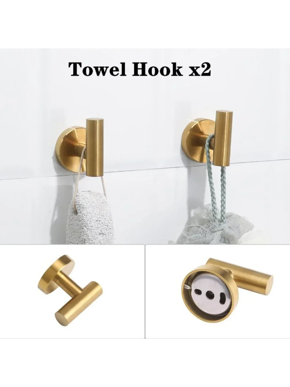 5-Piece Brushed Gold Bathroom Accessories Set - Towel Bar, Toilet Paper Holder